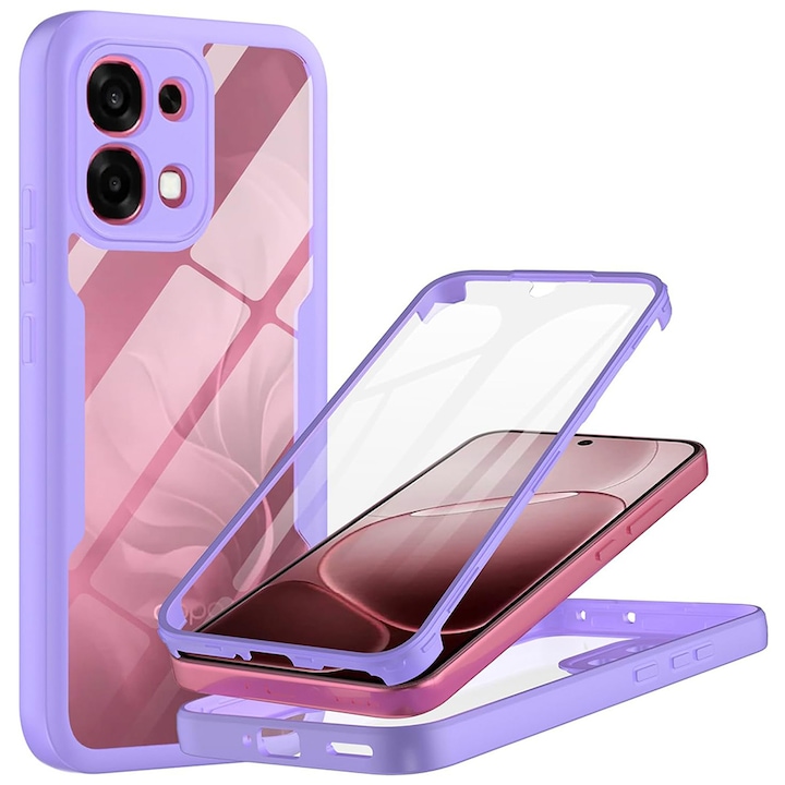 Husa pentru Oppo A6 Pro 4G / A6 Pro 5G + Folie - Techsuit ColorVerse 360 Series - Purple
