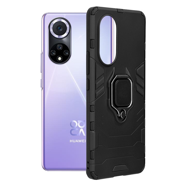 Husa Armor Ring pentru Huawei nova 9 / Honor 50, Army Shield, Inel Magnetic, Rugged, Negru Titan