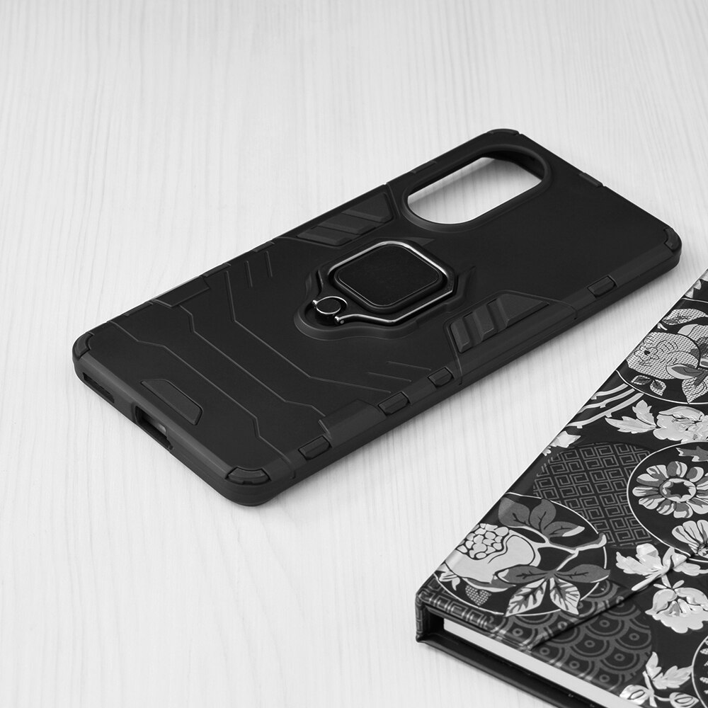 Husa Armor Ring pentru Huawei nova 9 / Honor 50, Army Shield, Inel Magnetic, Rugged, Negru Titan