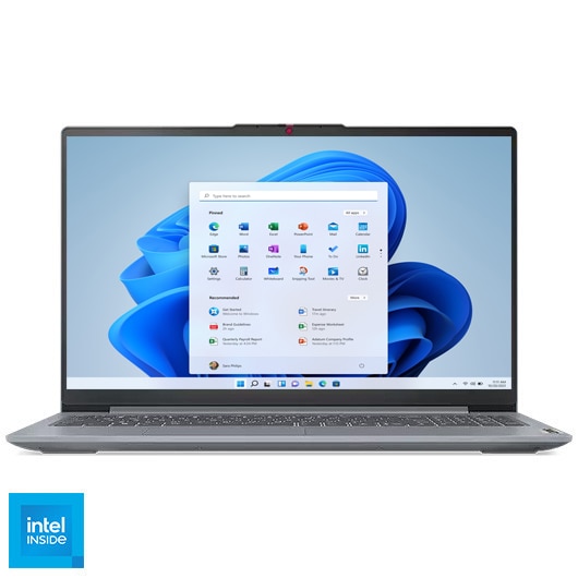 Laptop Lenovo IdeaPad Slim 3 15IAN8 cu procesor Intel® N100 pana la 3.4GHz, 15.6" FHD, 8GB LPDDR5, 128GB UFS, Intel® UHD Graphics, Windows® 11 Home S, Arctic Grey