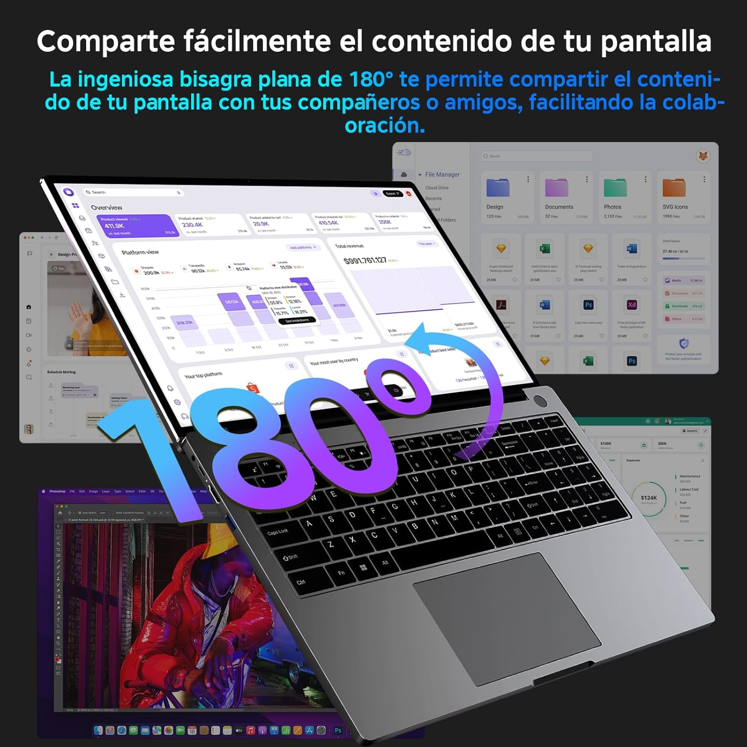Gaming Notebook 16 GB RAM 512 GB 1 TB SSD expansiune Core i3 (pana la 3.2 GHz) Laptop Notebook 16 inch 1920 x 1200 IPS UHD 5G WiFi cu mouse si tastatura autocolante Italian-Gri