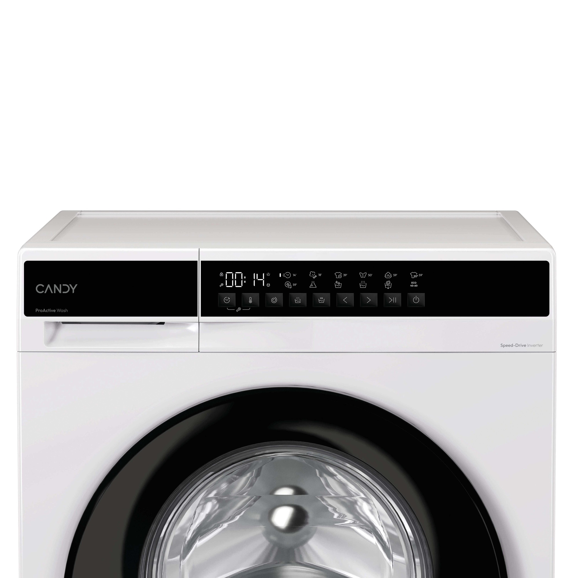 Masina de spalat rufe CANDY EY 29B8-S, clasa energetica A-20%, 9 kg, 1200 rpm, Motor Inverter, ProActive Wash, Programe Rapide, Soft Drum, Smart Dual Spray, alba