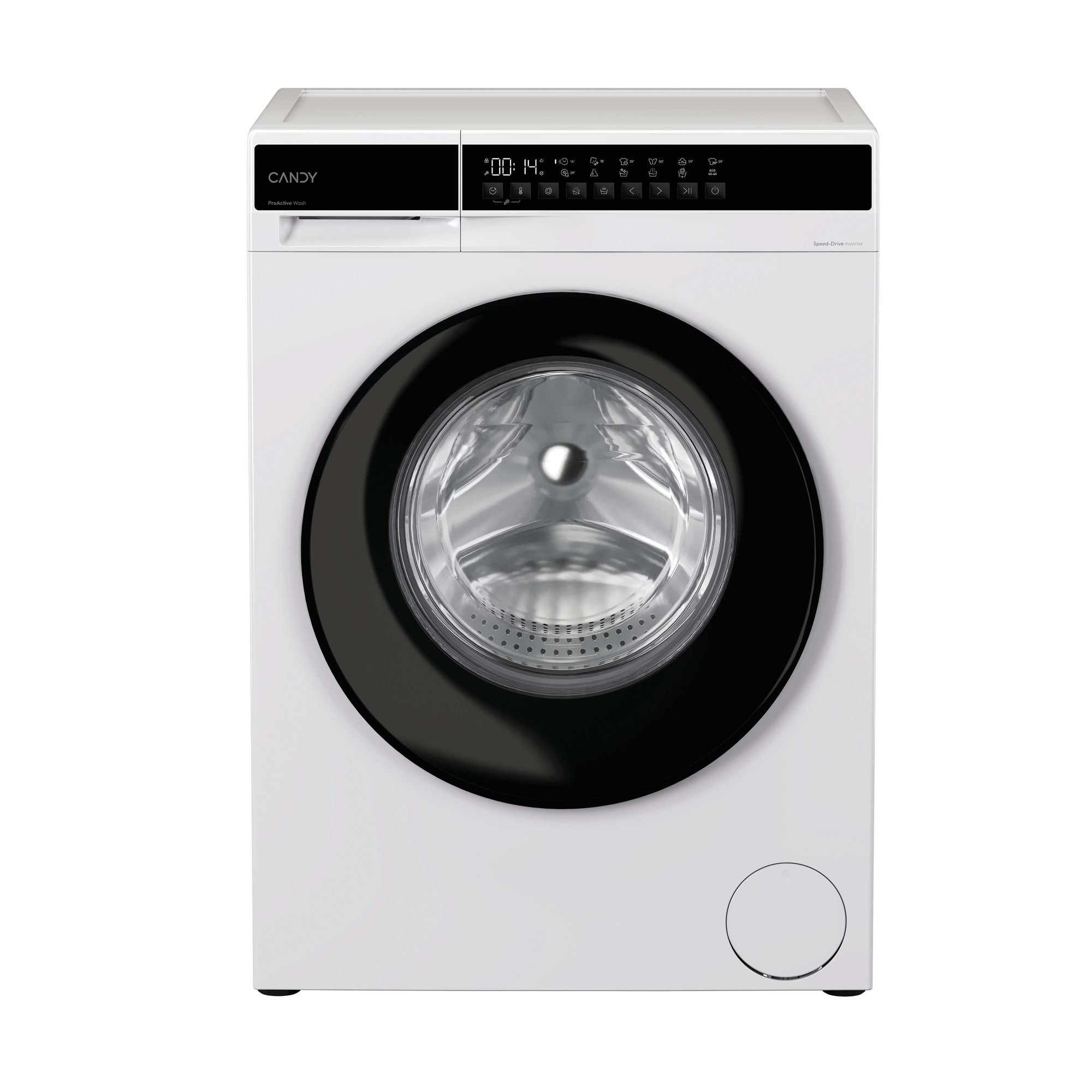 Masina de spalat rufe CANDY EY 29B8-S, clasa energetica A-20%, 9 kg, 1200 rpm, Motor Inverter, ProActive Wash, Programe Rapide, Soft Drum, Smart Dual Spray, alba