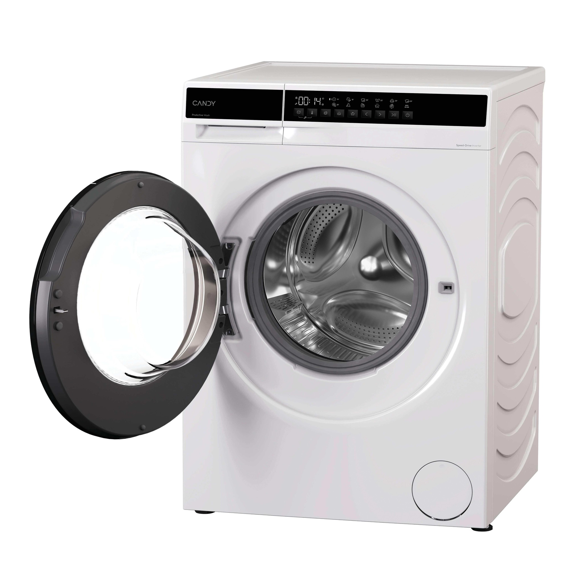 Masina de spalat rufe CANDY EY 29B8-S, clasa energetica A-20%, 9 kg, 1200 rpm, Motor Inverter, ProActive Wash, Programe Rapide, Soft Drum, Smart Dual Spray, alba