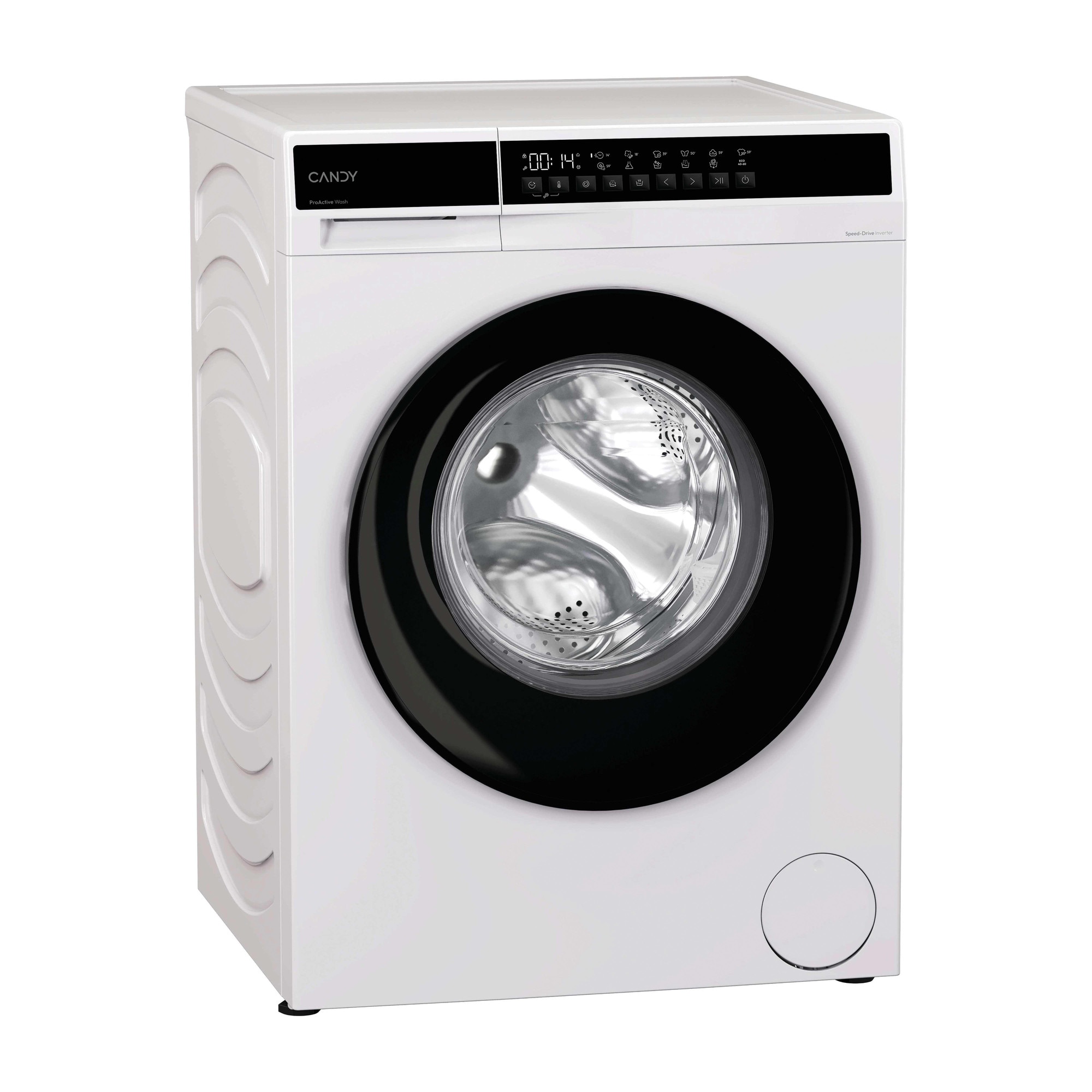 Masina de spalat rufe CANDY EY 29B8-S, clasa energetica A-20%, 9 kg, 1200 rpm, Motor Inverter, ProActive Wash, Programe Rapide, Soft Drum, Smart Dual Spray, alba