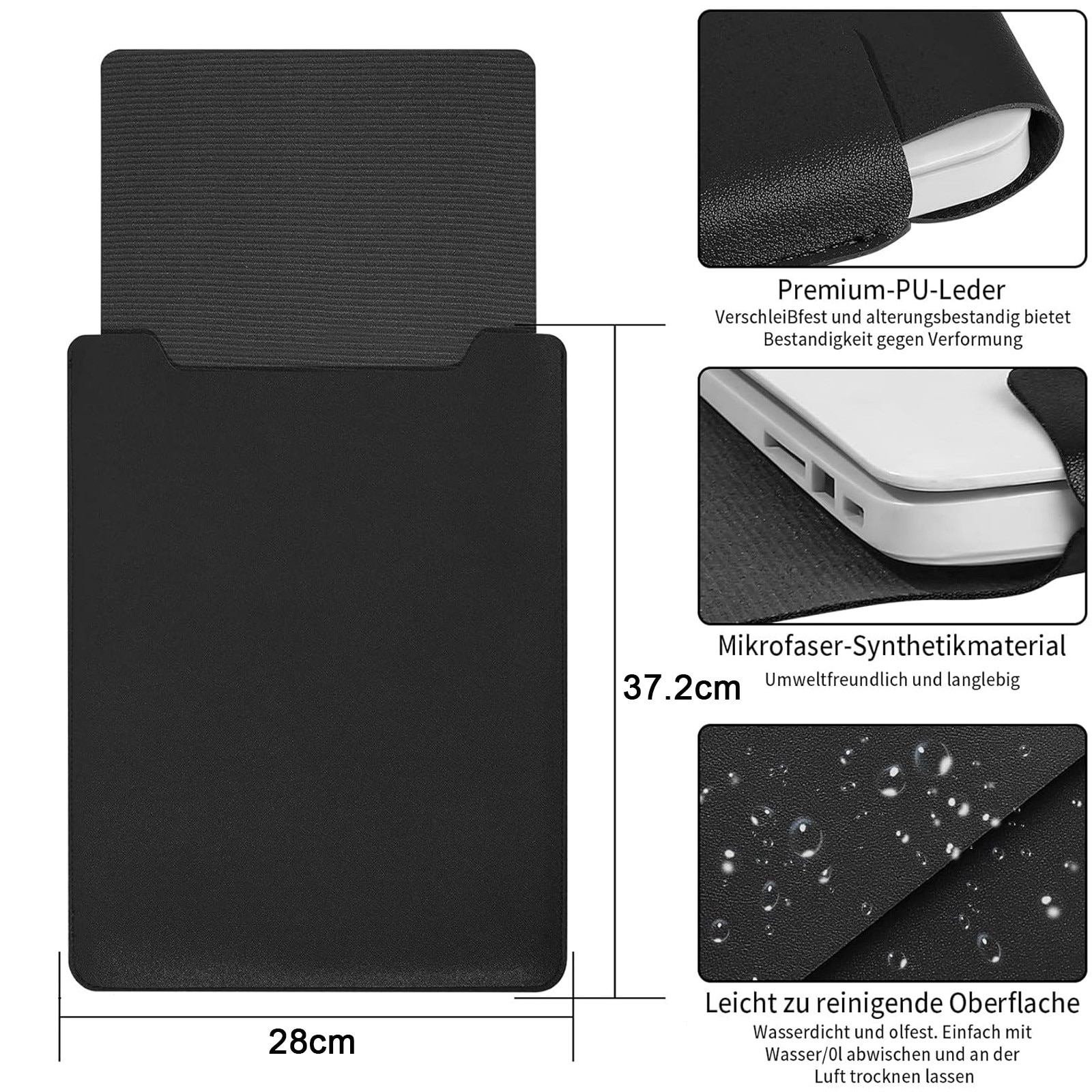 Husa de Protectie Laptop / Tableta, asskanaer, Husa de transport pentru laptop, Cu functie mouse pad, Poliester/Impermeabil/Captusit la interior cu burete antisoc, Piele ecologica, 15/16 Inch, 28*37.2cm, Negru