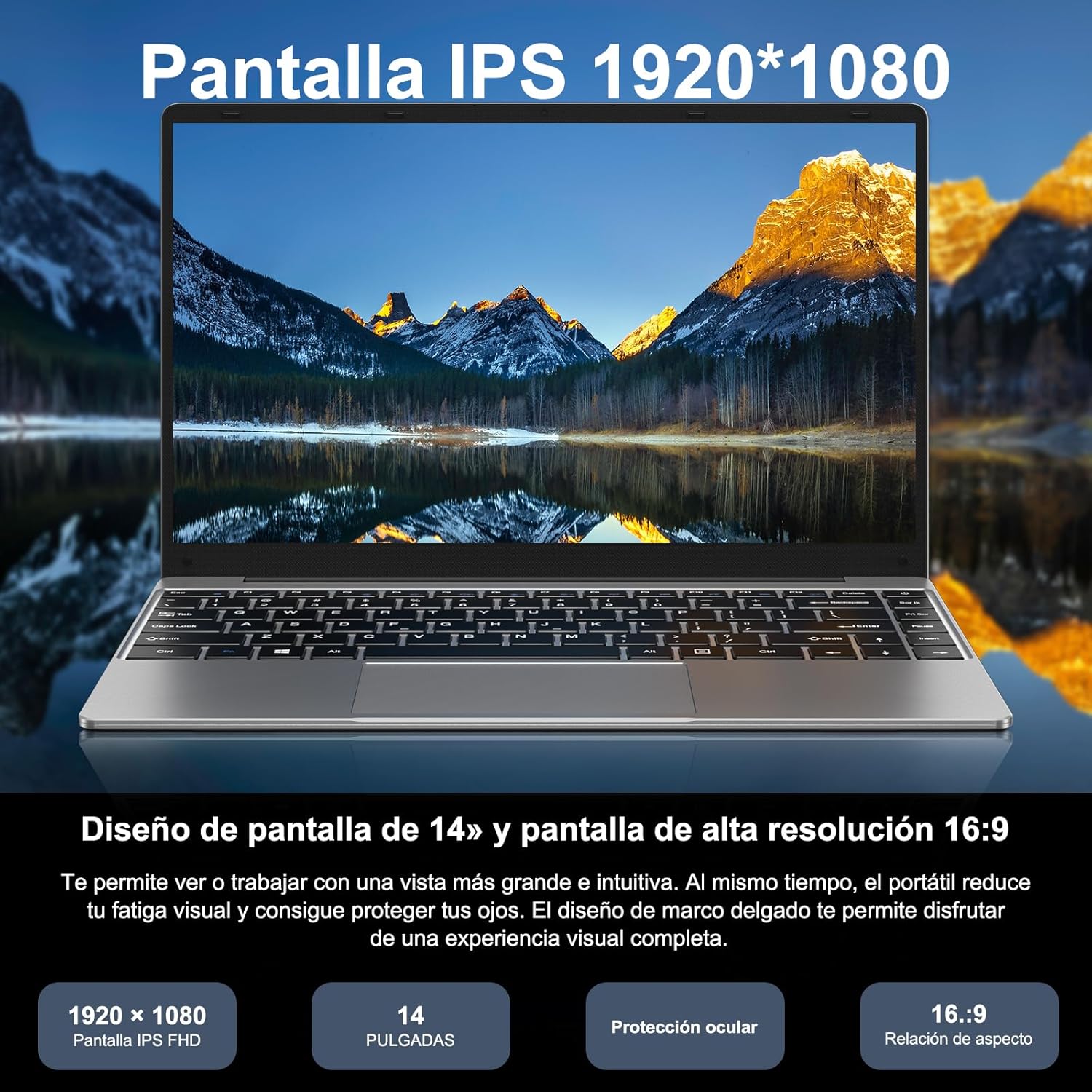 Laptop 14 inch Win 11 cu 5G WiFi, 256GB SSD Expansion SSD 1TB（Up to 2.8Ghz）BT4.2 3.0 Port de transmisie 1080P Laptops FHD Bun & Mini Multimedia Port cu Mouse-Gri