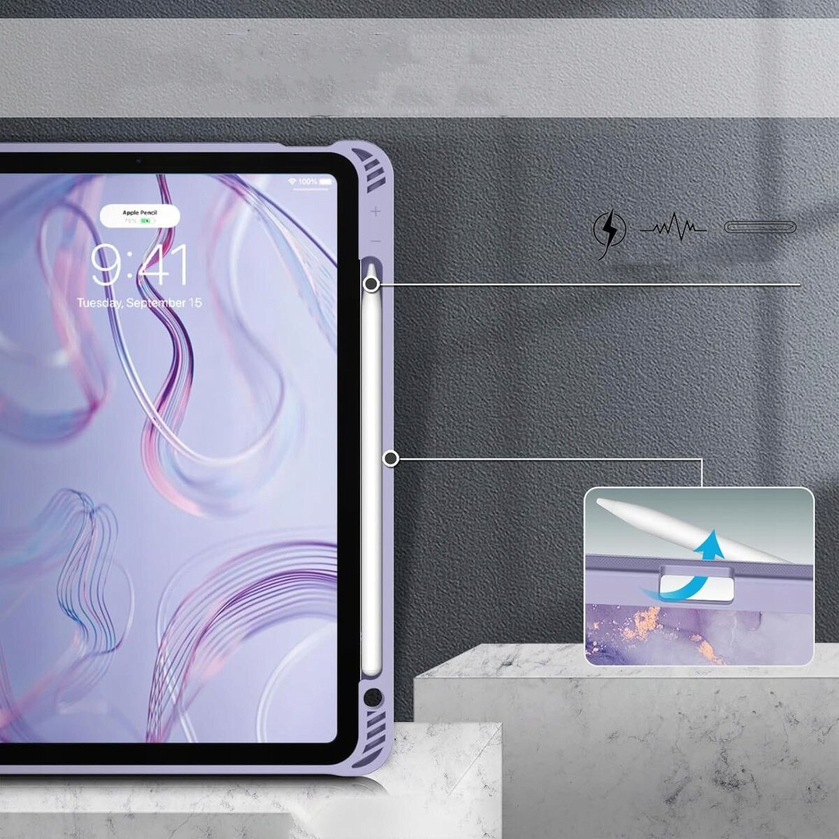 Husa pentru tableta, iPad Air 11" 6 gen. 2024 / 5 gen. 2022 / 4 gen. 2020, protectie TPU, suport pentru Apple Pencil, multicolor