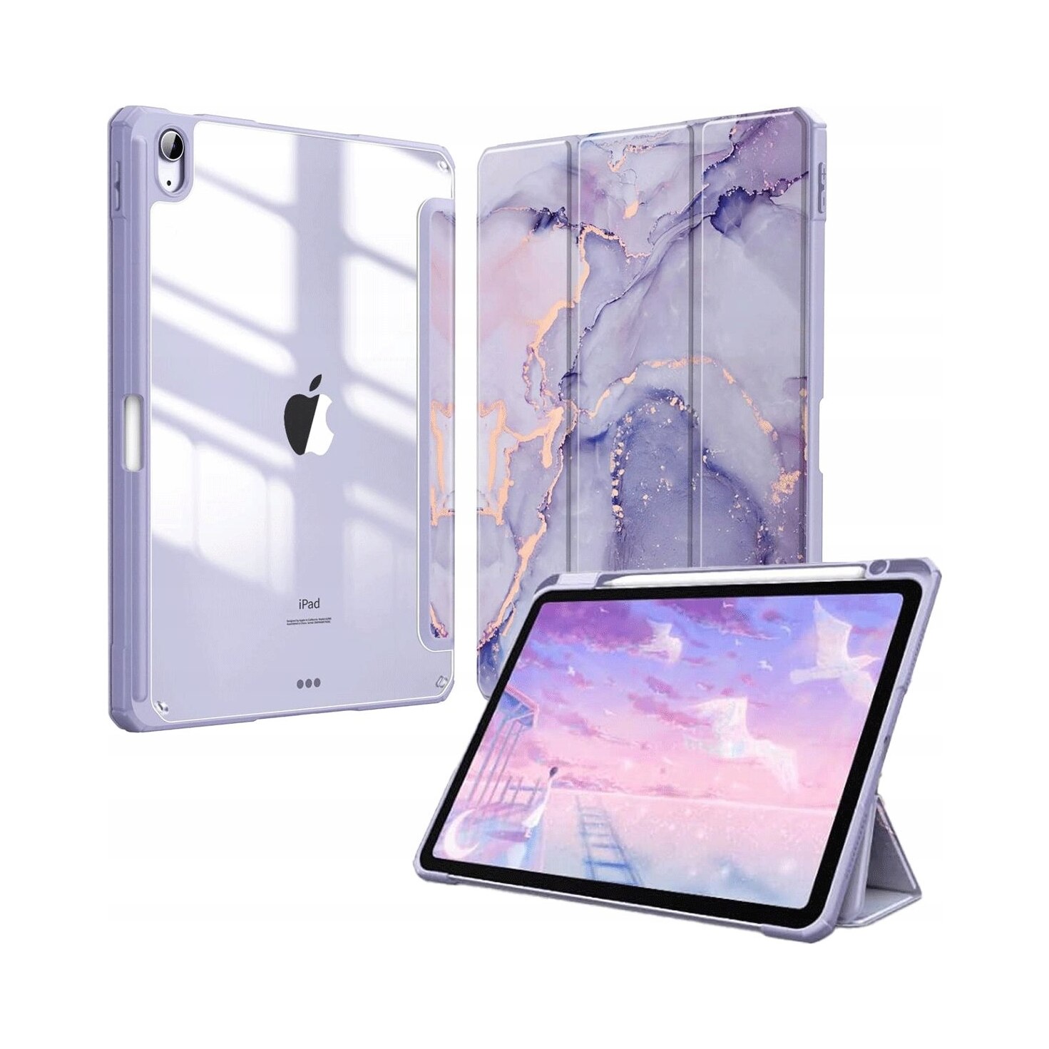 Husa pentru tableta, iPad Air 11" 6 gen. 2024 / 5 gen. 2022 / 4 gen. 2020, protectie TPU, suport pentru Apple Pencil, multicolor