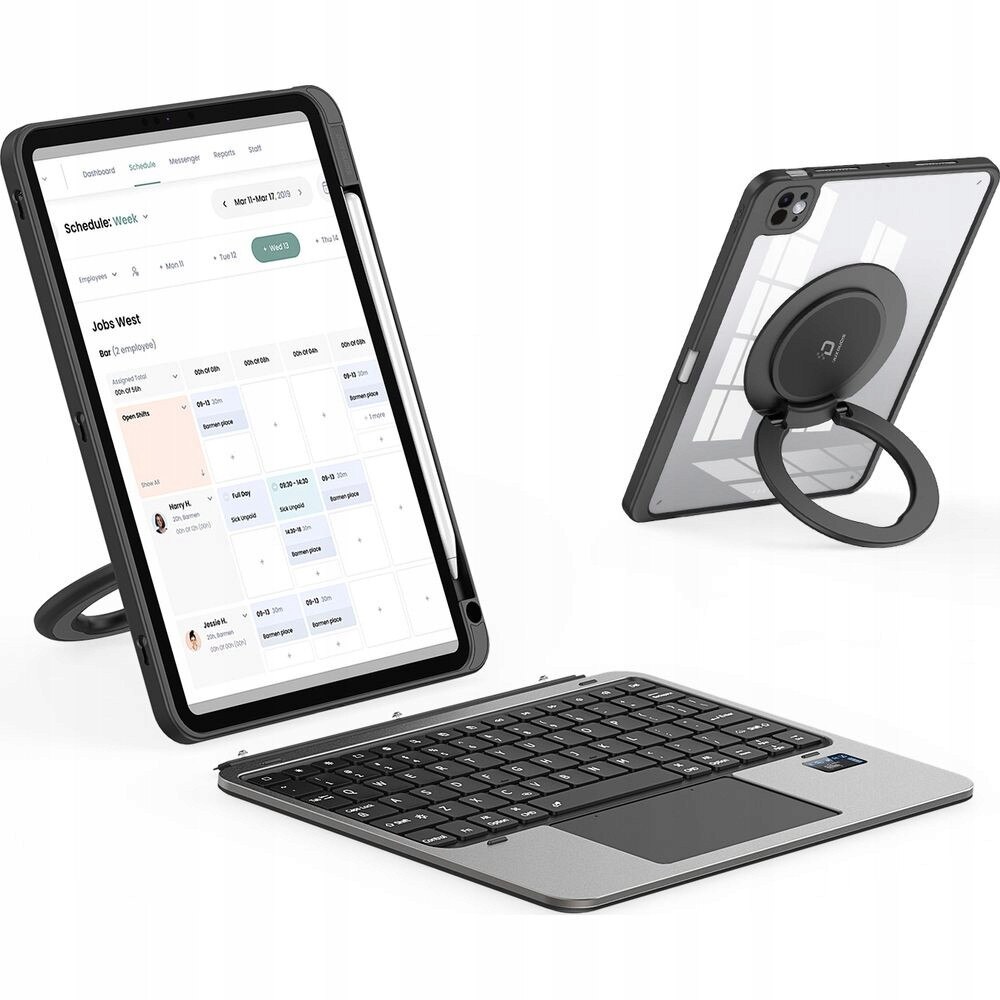 Etui Dux Ducis cu tastatura detasabila pentru iPad Pro 11" 2025/2024, negru, cu iluminare RGB, suport rotativ 360°