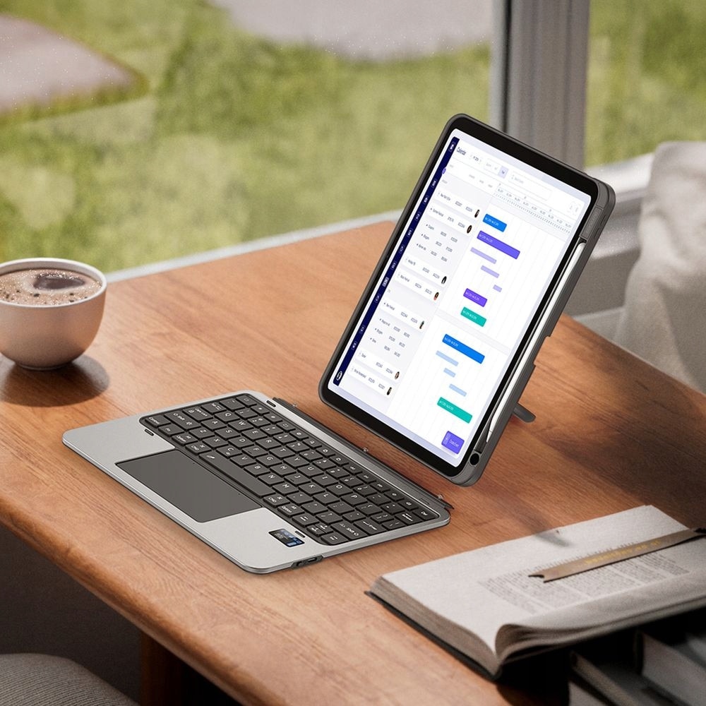 Etui Dux Ducis cu tastatura detasabila pentru iPad Pro 11" 2025/2024, negru, cu iluminare RGB, suport rotativ 360°