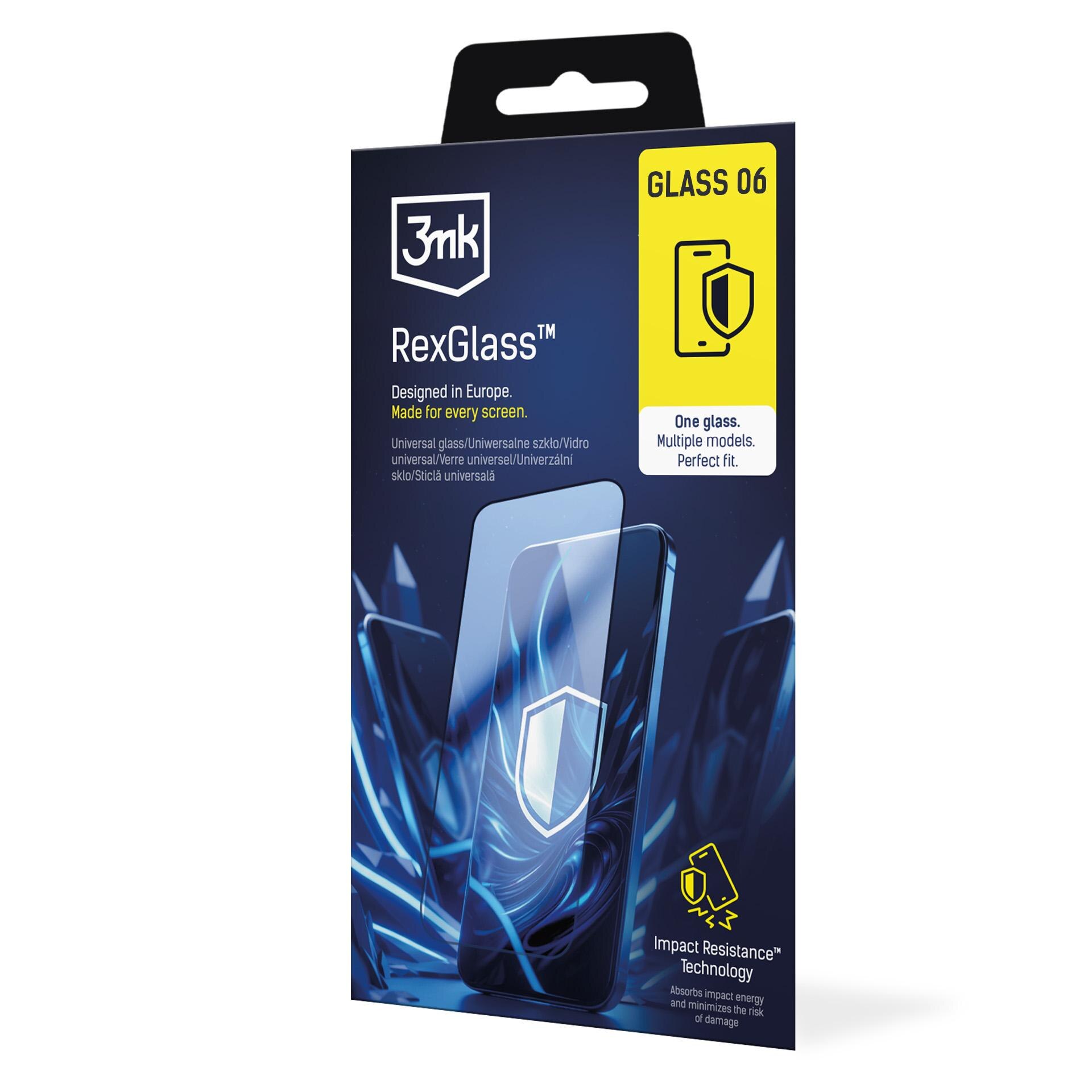 Sticla de protectie ecran 3mk Protection UniGlass, universala cu Impact Resistance, oleofobica, antibacteriana, transparent, 1 buc