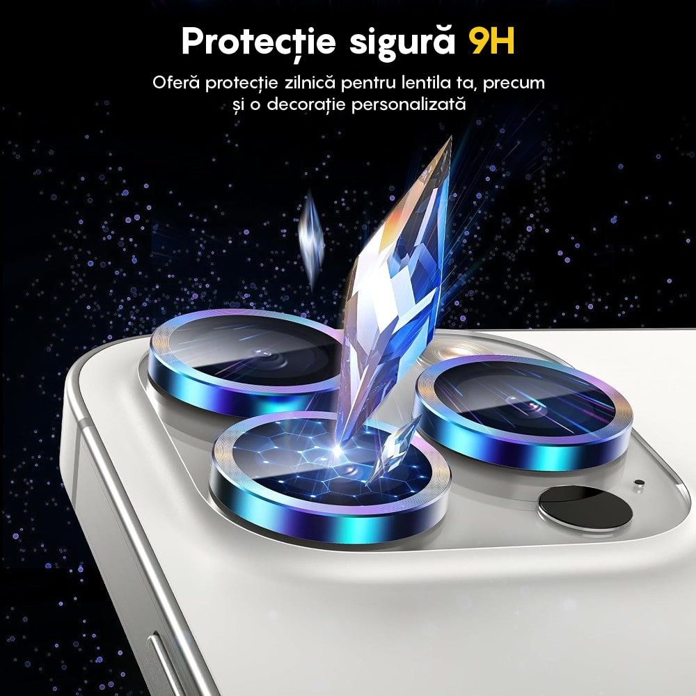 Folie Protectie Lentile Camera pentru Apple iPhone 12 / Apple iPhone 12 Mini, CASEY STUDIOS™ MaxDefense+, Ultra HD, Protectie Profesionala Camere 3D, Anti Amprente, Anti Zgarieturi, Anti Socuri, Curcubeu
