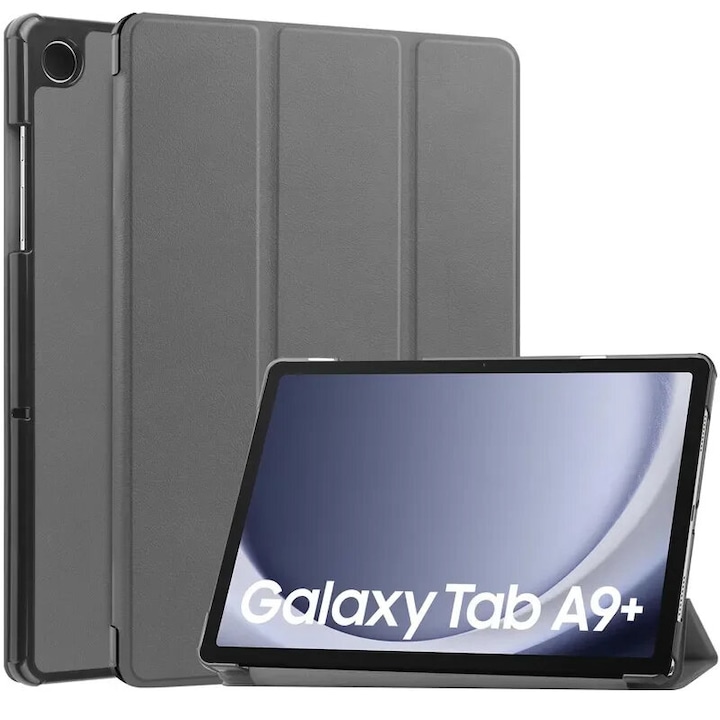 Husa compatibila cu Samsung Galaxy Tab A9+, XGSM, Cu suport de pix, Gri