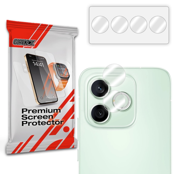 Set 2 folii sticla hibrid camera foto GrizzGlass HybridGlass compatibila cu Honor 600 Lite, Transparent