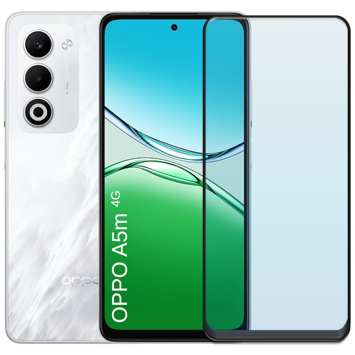 Folie din sticla securizata pentru Oppo A5m 4G, HAMSTERBOX Glass Shield, Protectie completa ecran, Full face, Aplicare rapida, Case Friendly, Transparenta