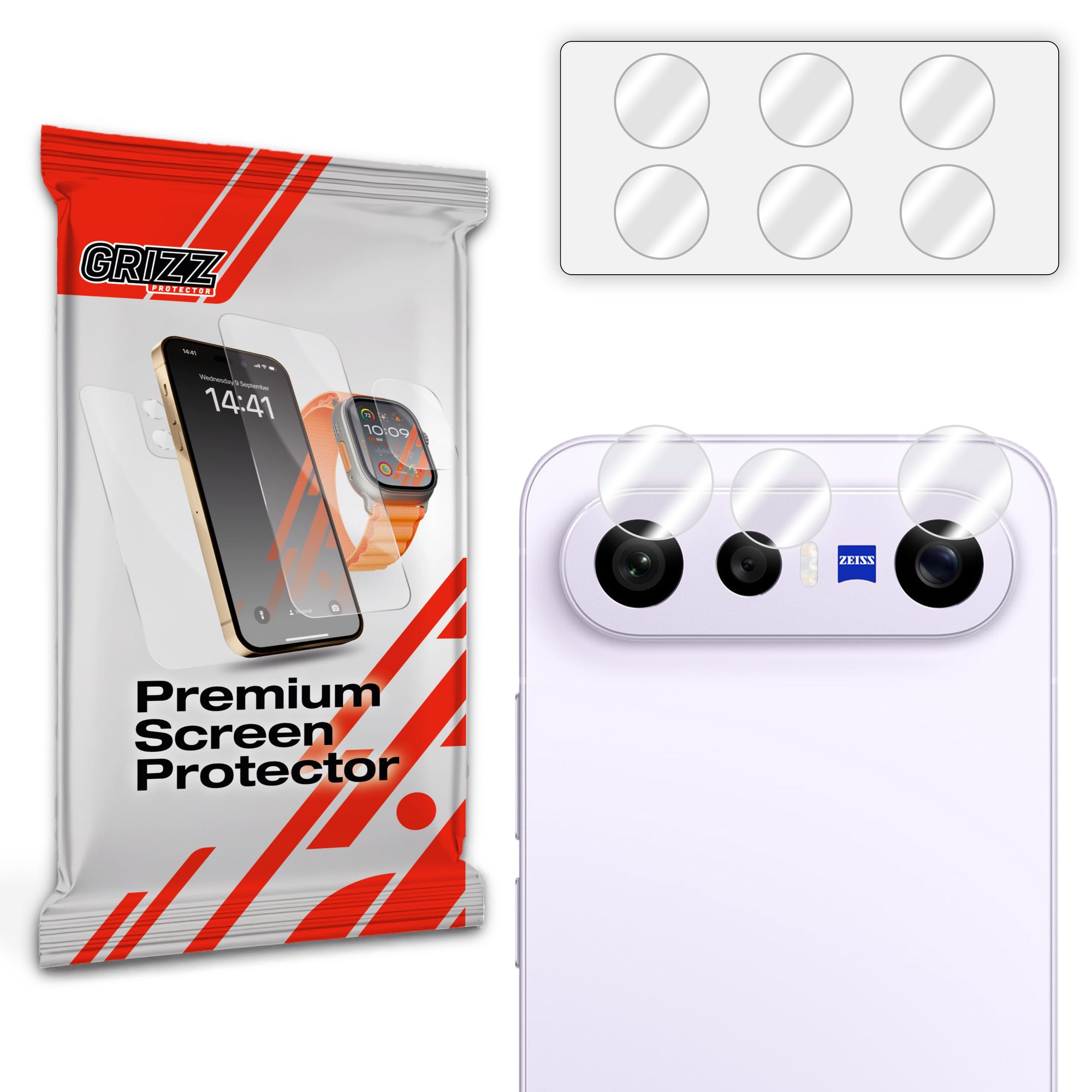 Set de 2 protectii camera foto GrizzGlass HybridGlass compatibile cu Vivo X300 FE, Transparent