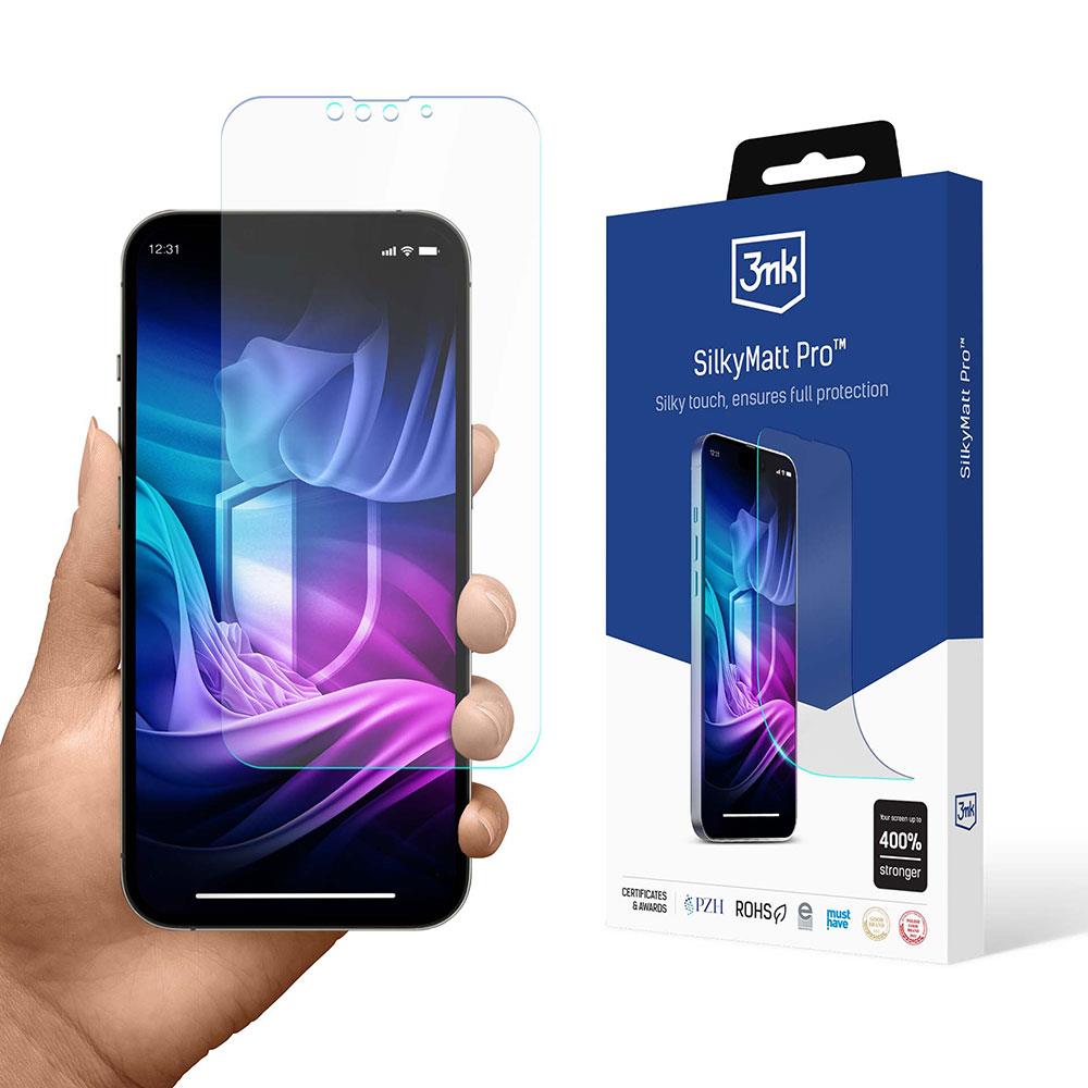 Folie protectie telefon compatibila cu Apple iPhone 14, 3MK SilkyMatt Pro, mata, auto-regeneranta, 14x7cm