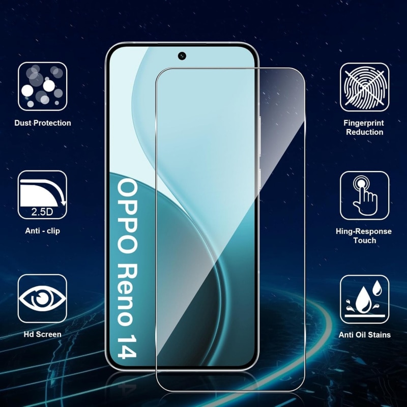 Folie protectie ecran sticla securizata 9H, set 2 buc, transparenta, 0.33mm, full screen, pentru OPPO Reno 14 5G