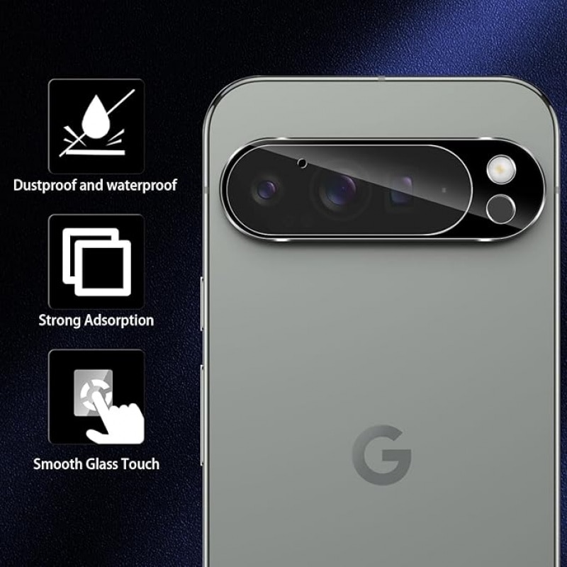 Set 2 Folii Protectie Camera Foto, Sticla Securizata, 9H, Negru, 0.33mm, compatibila cu Google Pixel 9 Pro