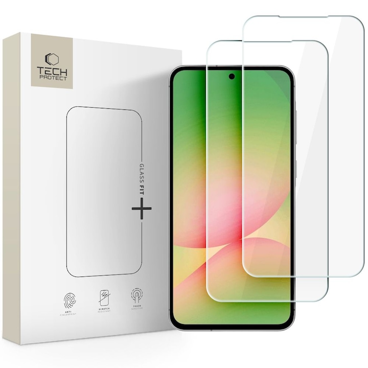 Set 2 folii sticla securizata Tech-Protect Glass Fit Plus compatibile cu Samsung Galaxy A57 5G, Transparent