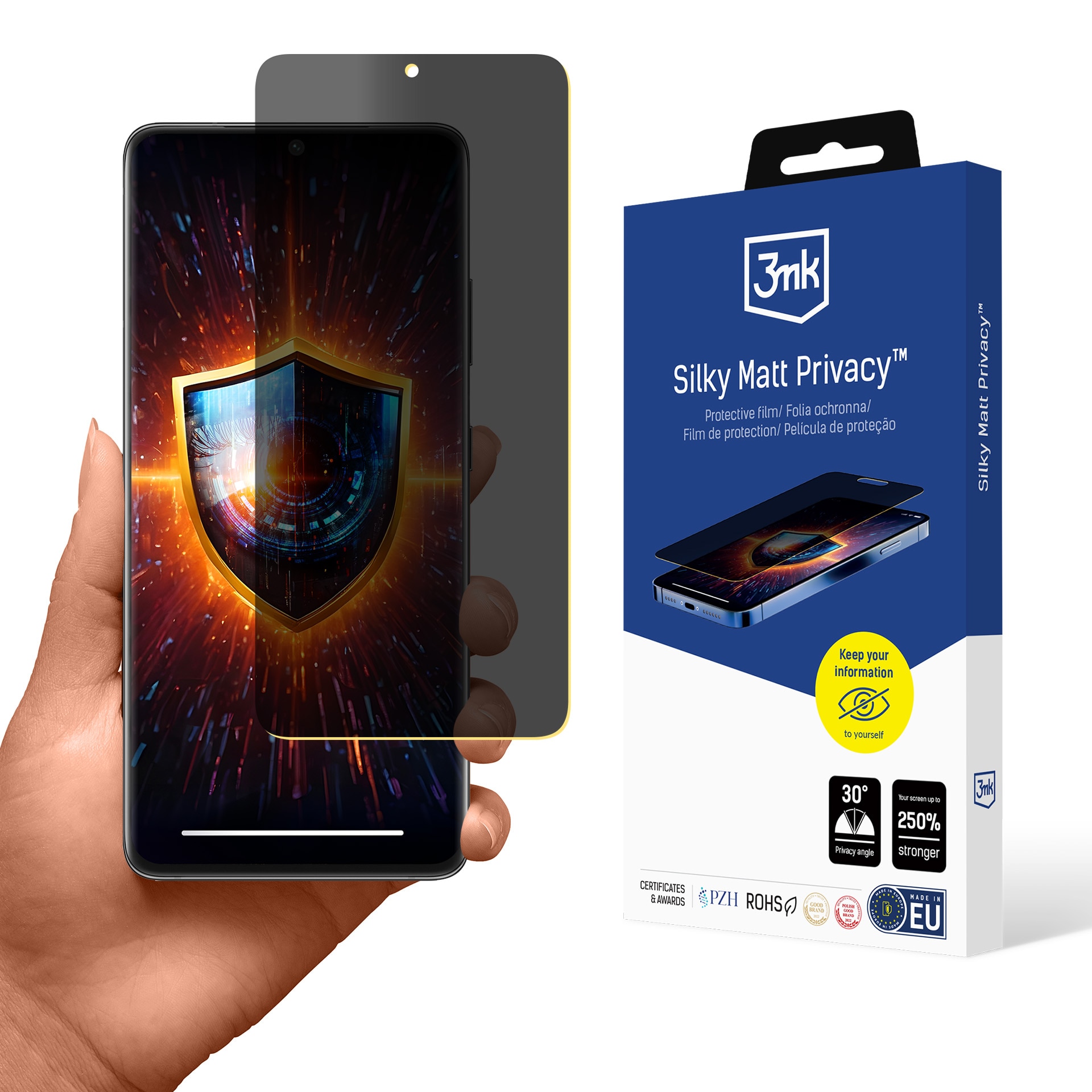 Folie protectie telefon, 3mk Silky Matt Privacy, protectie confidentialitate, rezistenta 250%, pentru Samsung Galaxy S21 Ultra 5G