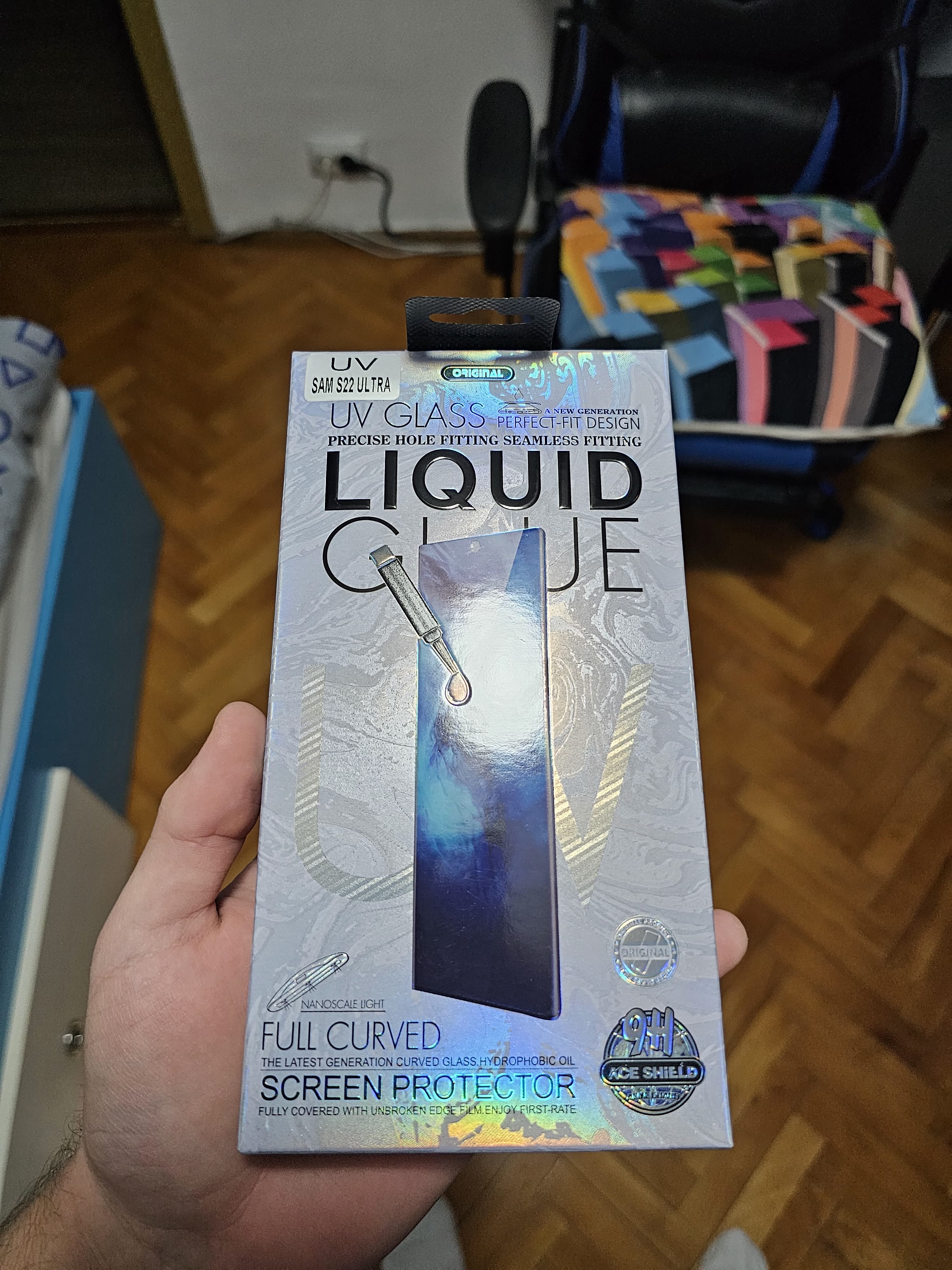Folie New UV Tech, Full Glue, Full Cover, Compatibila cu Samsung Galaxy S22 Ultra, Clear