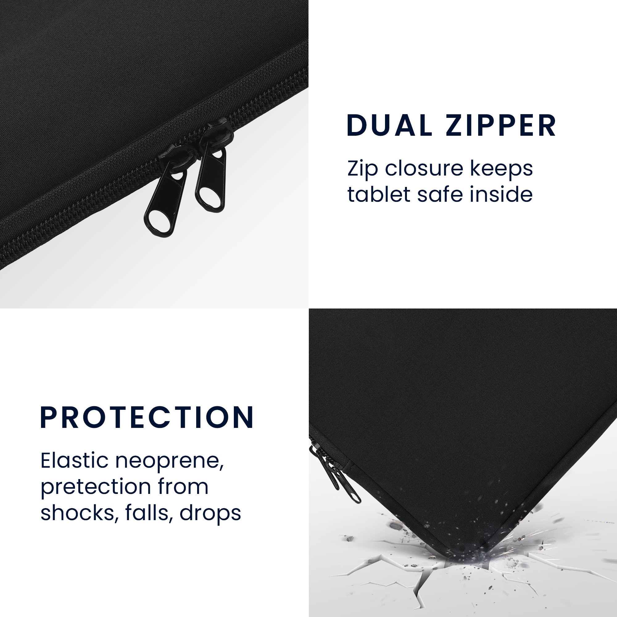 Husa tip pouch Kwmobile universala pentru tableta, neopren, negru, protectie la zgarieturi