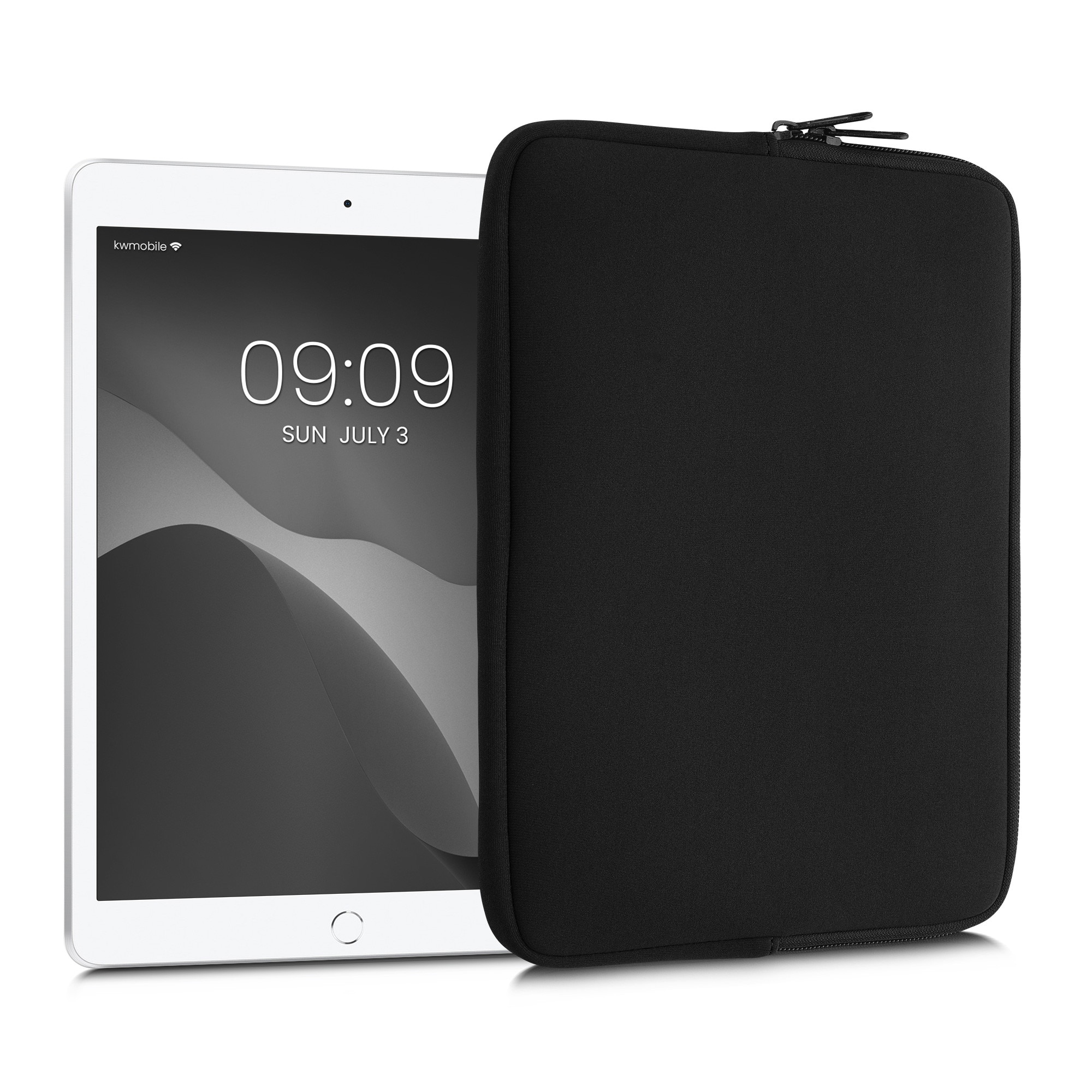 Husa tip pouch Kwmobile universala pentru tableta, neopren, negru, protectie la zgarieturi