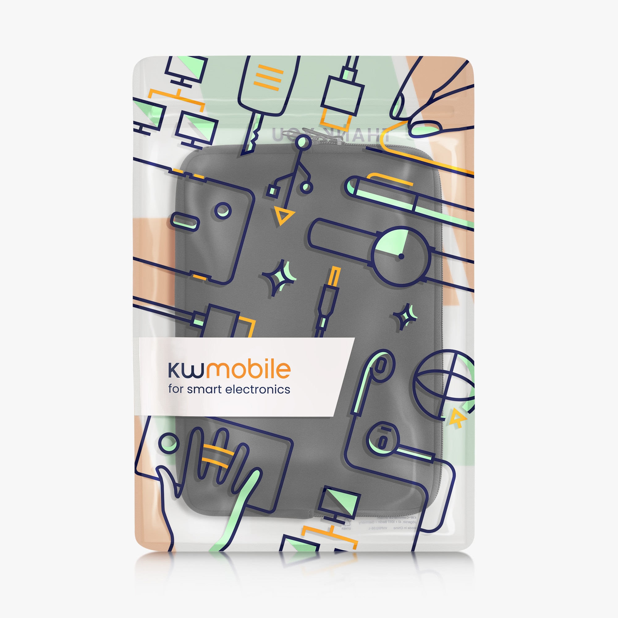Husa tip pouch Kwmobile universala pentru tableta, neopren, negru, protectie la zgarieturi