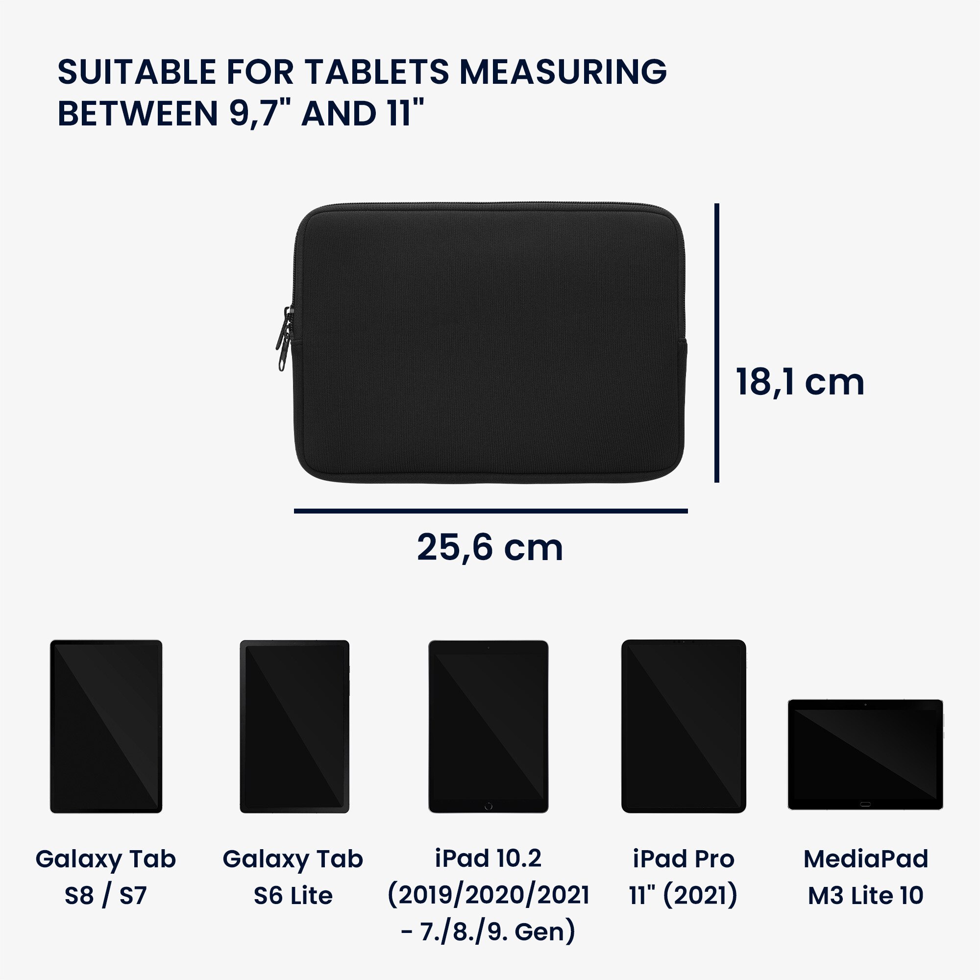 Husa tip pouch Kwmobile universala pentru tableta, neopren, negru, protectie la zgarieturi