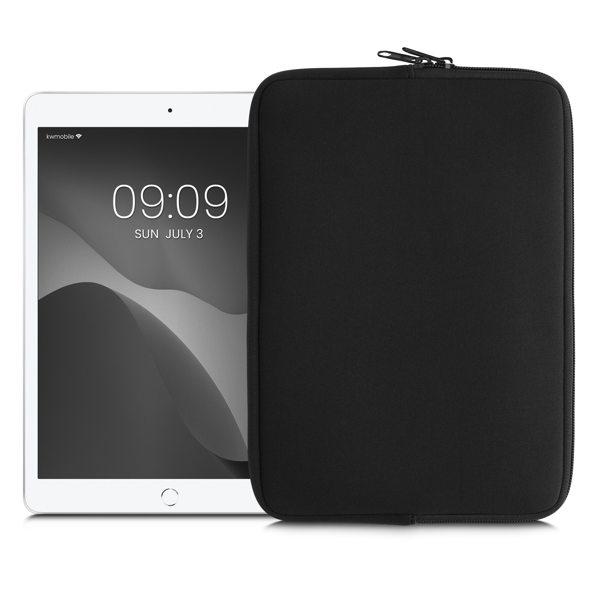 Husa tip pouch Kwmobile universala pentru tableta, neopren, negru, protectie la zgarieturi
