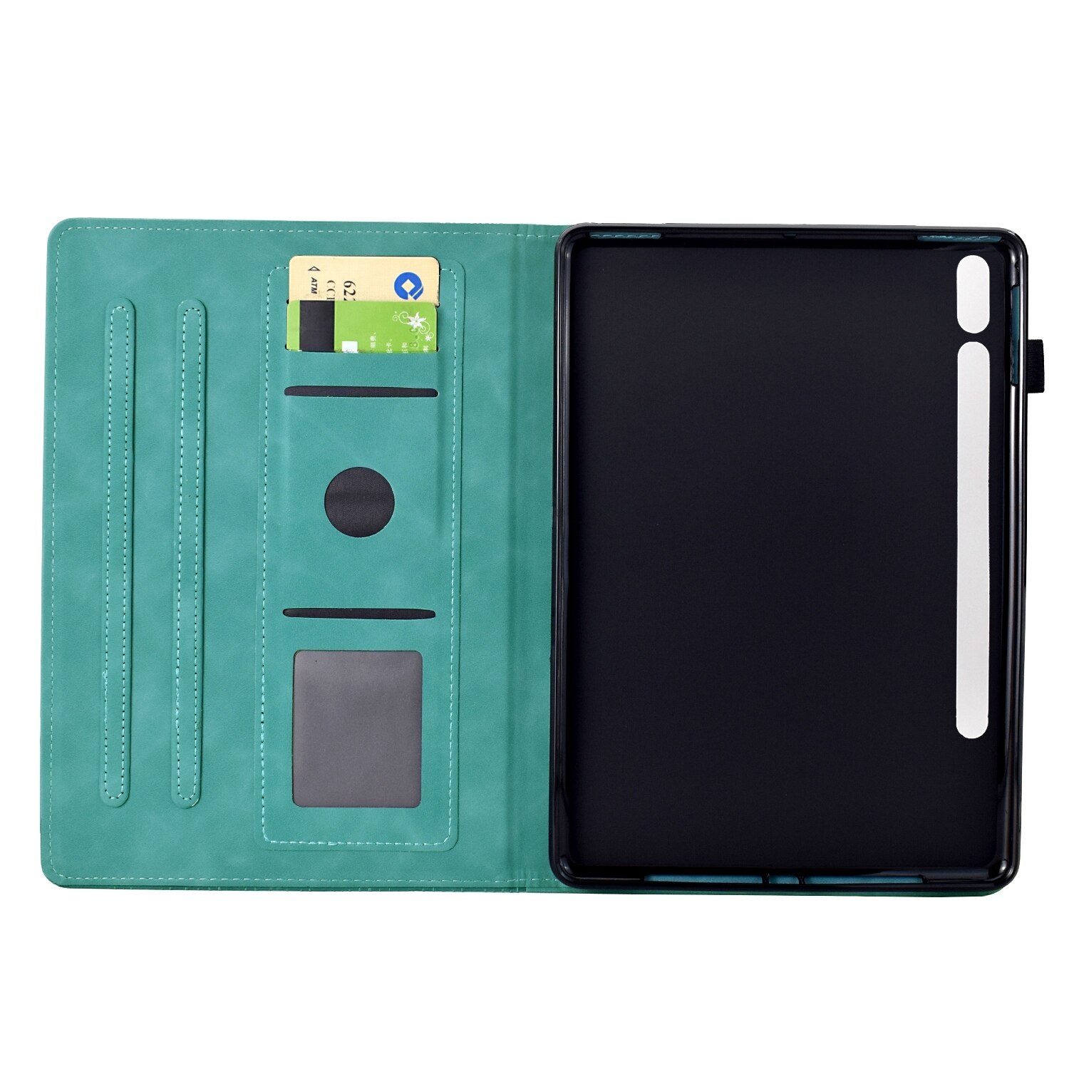 Husa tableta compatibila cu Samsung Galaxy Tab S9, piele cu modele cute de pisici, smart case, albastru deschis