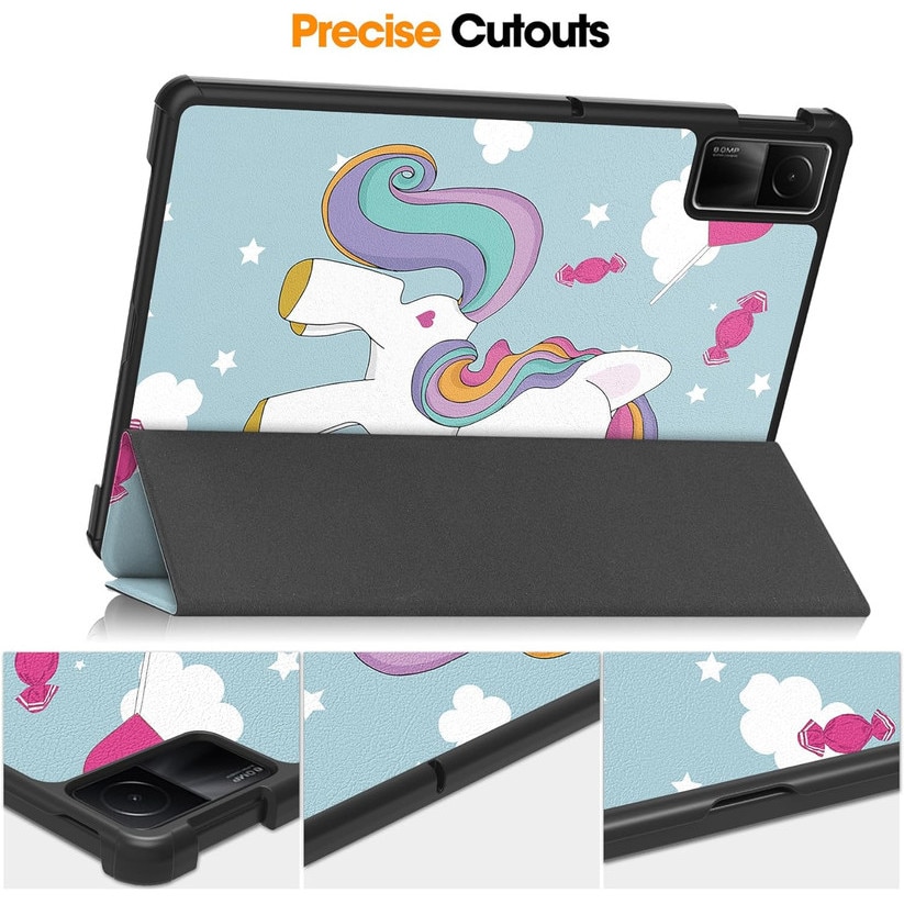 Husa protectie tableta, Piele ecologica, Compatibila cu Xiaomi Redmi Pad SE 11", Albastru deschis
