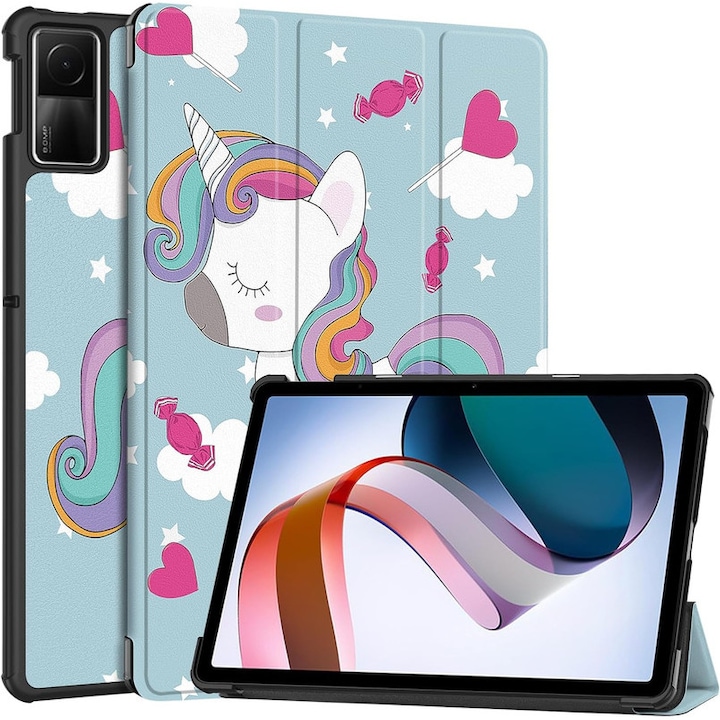 Husa protectie tableta, Piele ecologica, Compatibila cu Xiaomi Redmi Pad SE 11", Albastru deschis