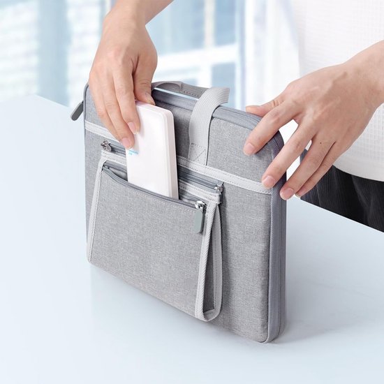 Geanta laptop, organizer, rezistenta la apa, Oxford, negru, 35x25x3cm