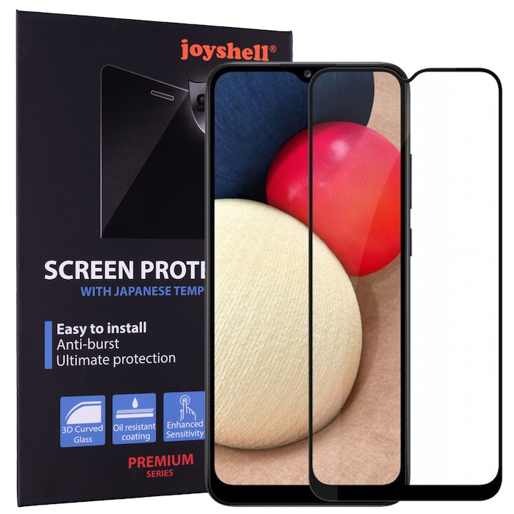 Folie sticla Joyshell compatibila cu Samsung Galaxy A70, Protectie Ecran Full Cover, Full Glue, lipici pe toata suprafata, Negru