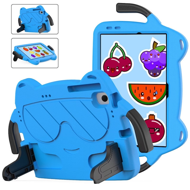 Husa de protectie pentru tableta pentru copii, Aiorber, compatibila cu Samsung Tab A9 8.7" X115 2023, rezistenta la socuri, cu suport, design dragut cu personaje de desene animate, albastru