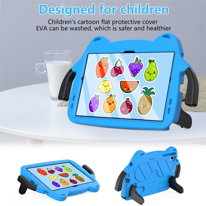 Husa de protectie pentru tableta pentru copii, Aiorber, compatibila cu Samsung Tab A9 8.7" X115 2023, rezistenta la socuri, cu suport, design dragut cu personaje de desene animate, albastru