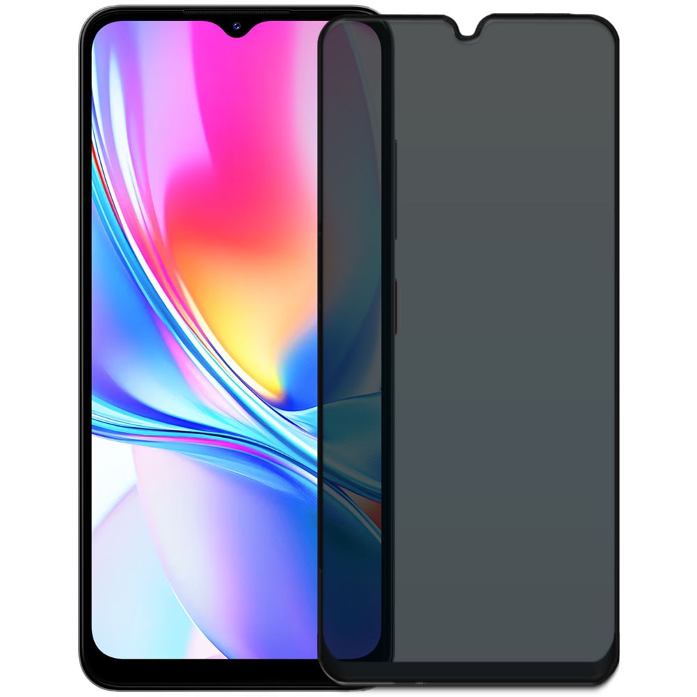 Folie din sticla securizata pentru ZTE Blade A35e, HAMSTERBOX Privacy Shield, Protectie completa ecran, Full face, Aplicare rapida, Case Friendly, Negru