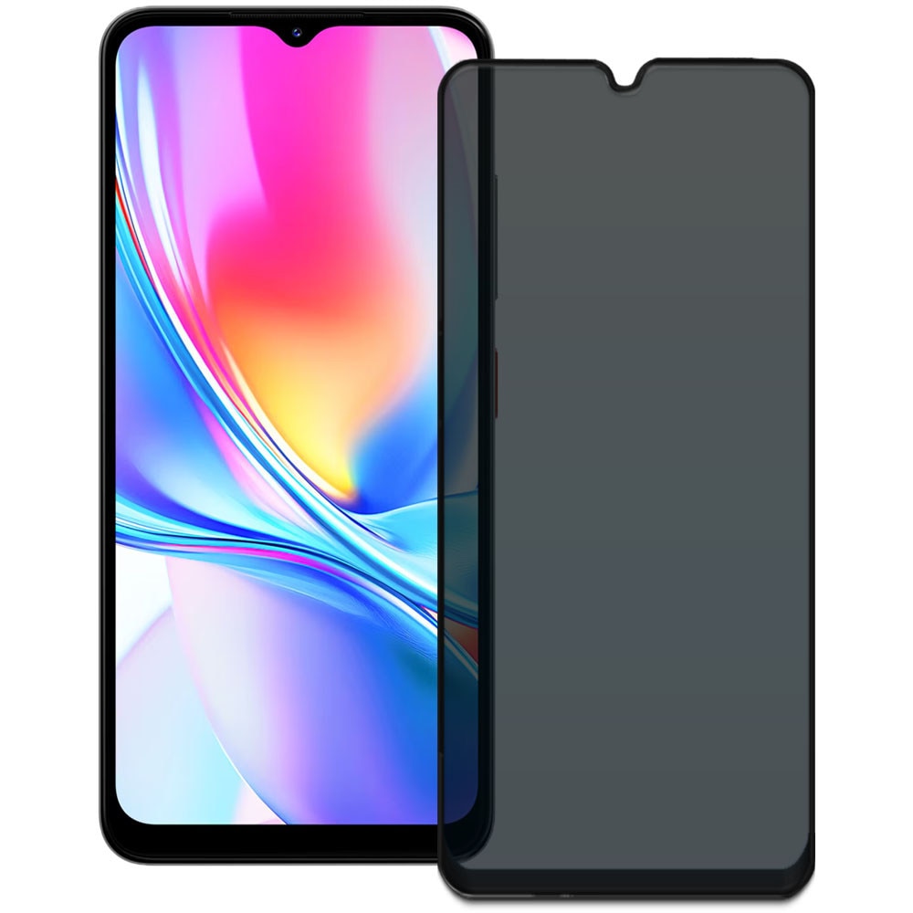 Folie din sticla securizata pentru ZTE Blade A35e, HAMSTERBOX Privacy Shield, Protectie completa ecran, Full face, Aplicare rapida, Case Friendly, Negru