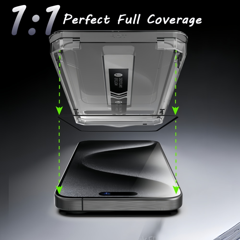 Folie protectie ecran Tyvirundic set 2 bucati, sticla 9H, transparent-negru, 0.3mm, pentru iPhone 16Pro/17