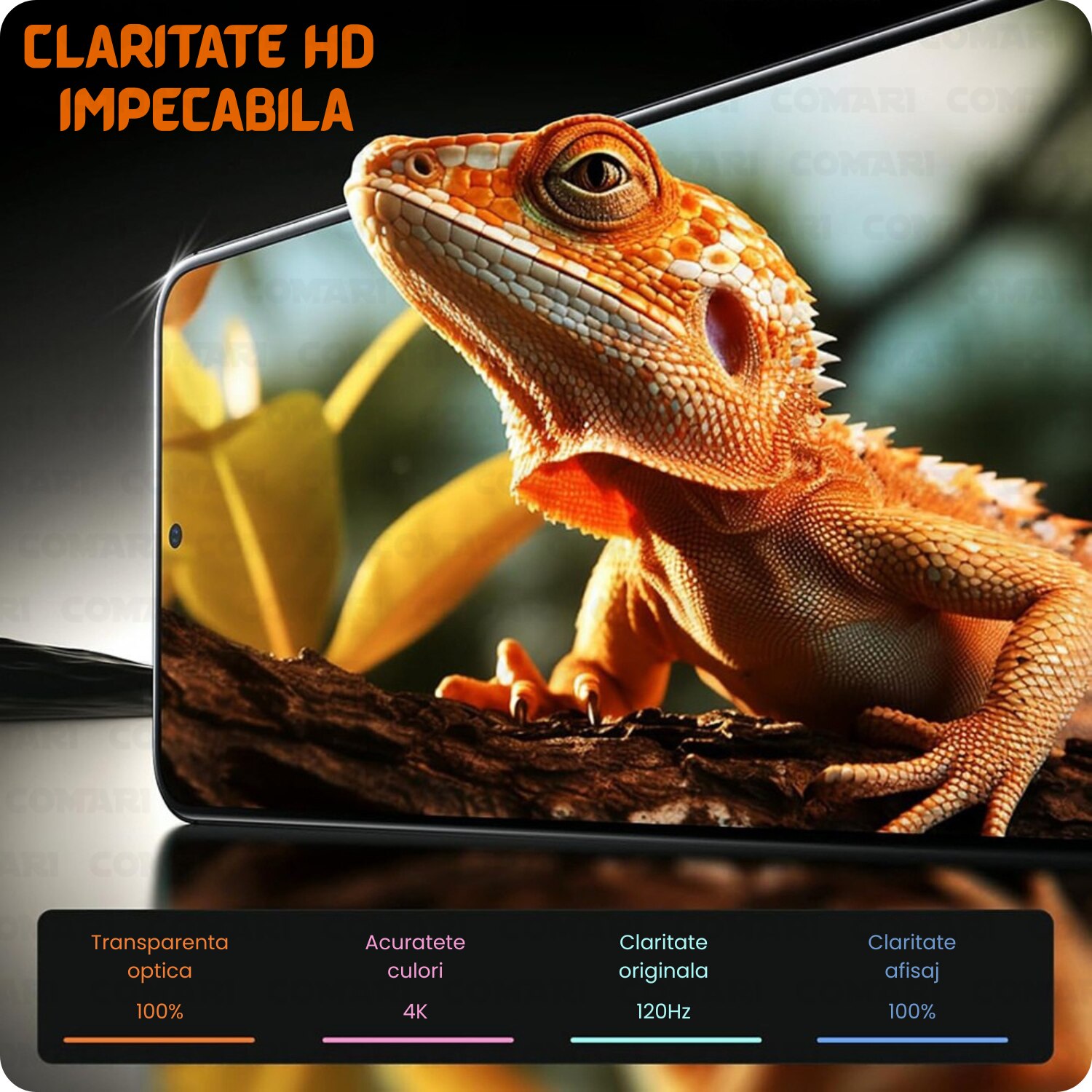 Folie de protectie pentru Samsung Galaxy S25 FE Comari® CrystalTouch, compatibila cu senzor de amprenta, sticla securizata 9H, claritate HD, set 2 bucati, transparenta