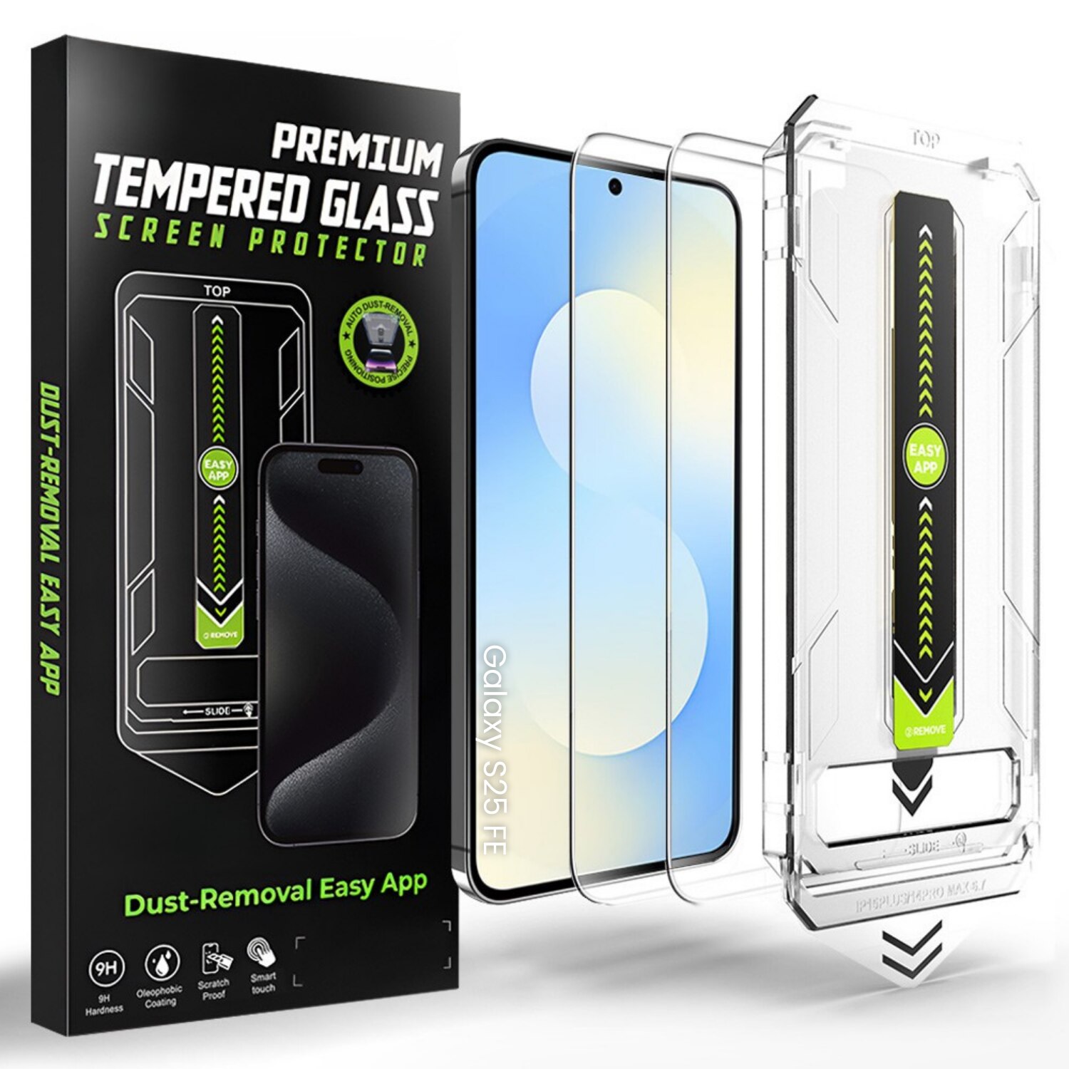 Folie de protectie pentru Samsung Galaxy S25 FE Comari® CrystalTouch, compatibila cu senzor de amprenta, sticla securizata 9H, claritate HD, set 2 bucati, transparenta