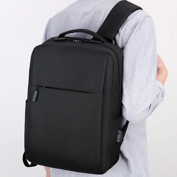Rucsac laptop/Geanta laptop din material Oxford, cu port USB pentru incarcare, anti-furt, rezistent la apa, Negru, 15.6 inch