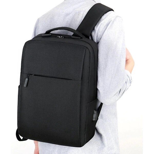 Rucsac laptop/Geanta laptop din material Oxford, cu port USB pentru incarcare, anti-furt, rezistent la apa, Negru, 15.6 inch