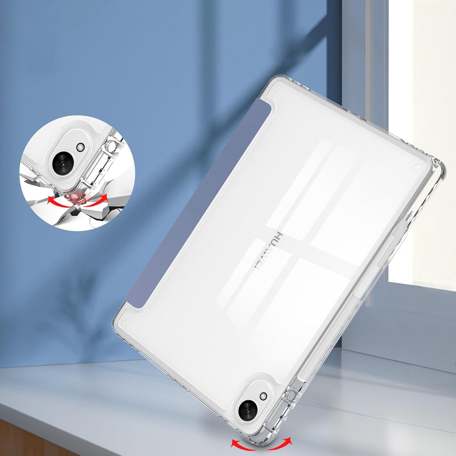 Husa cu clapeta pentru tableta, Supero, Huawei, compatibilitate Huawei MatePad SE 11 (2024) AGS6‑W00, material silicon moale, protectie margini intarite, slot pentru stylus, permite incarcare si sincronizare fara scoatere, violet