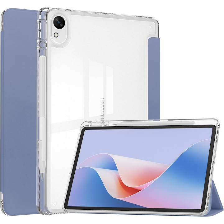 Husa cu clapeta pentru tableta, Supero, Huawei, compatibilitate Huawei MatePad SE 11 (2024) AGS6‑W00, material silicon moale, protectie margini intarite, slot pentru stylus, permite incarcare si sincronizare fara scoatere, violet