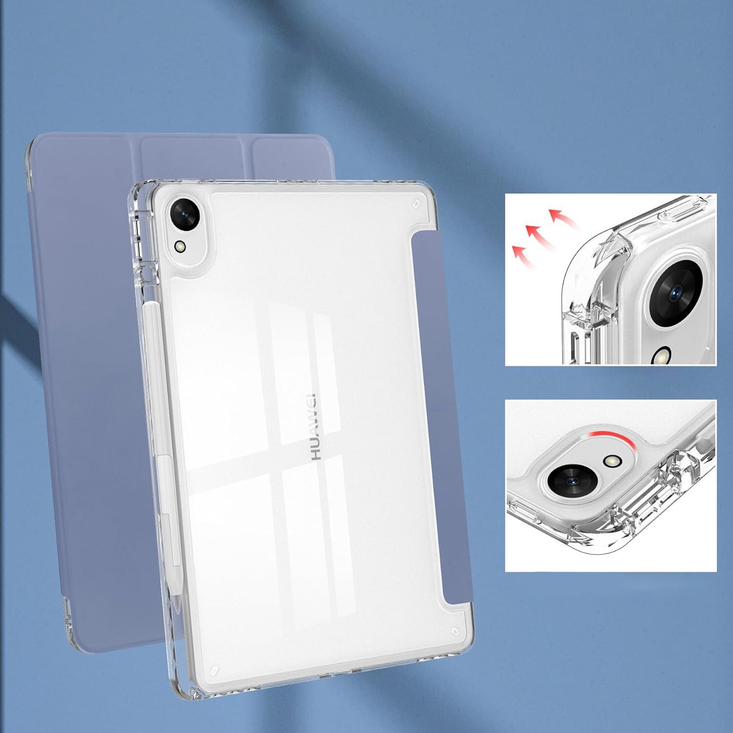 Husa cu clapeta pentru tableta, Supero, Huawei, compatibilitate Huawei MatePad SE 11 (2024) AGS6‑W00, material silicon moale, protectie margini intarite, slot pentru stylus, permite incarcare si sincronizare fara scoatere, violet