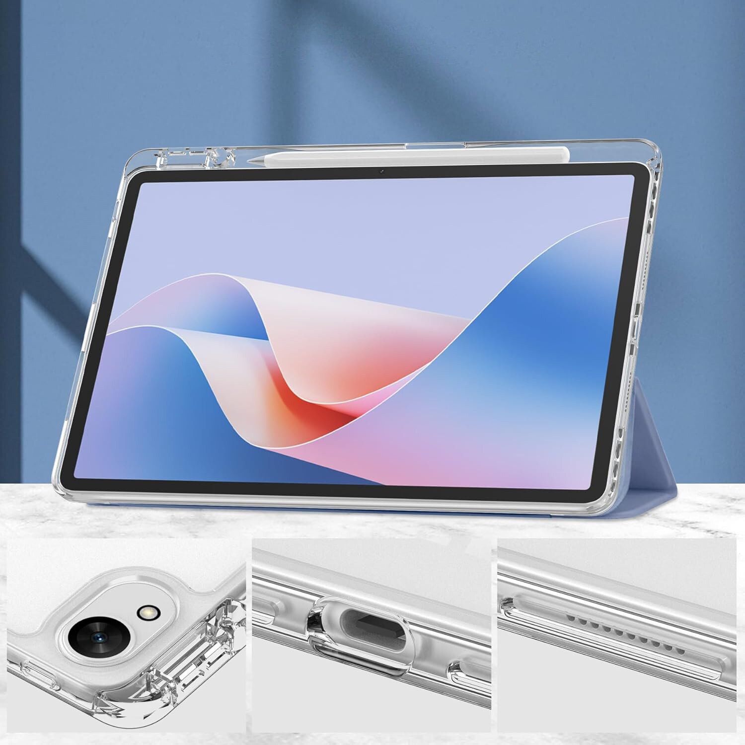 Husa cu clapeta pentru tableta, Supero, Huawei, compatibilitate Huawei MatePad SE 11 (2024) AGS6‑W00, material silicon moale, protectie margini intarite, slot pentru stylus, permite incarcare si sincronizare fara scoatere, violet